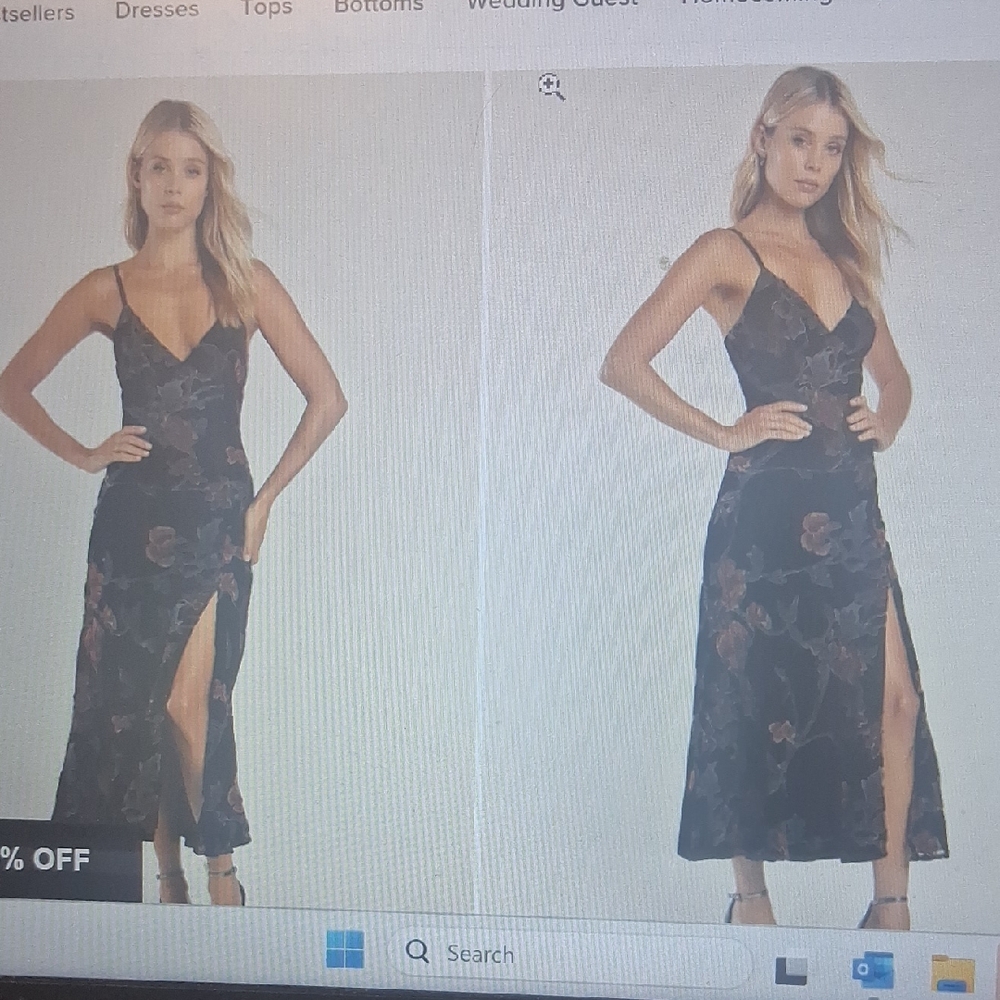 Lulu's Black Floral Midi Dress